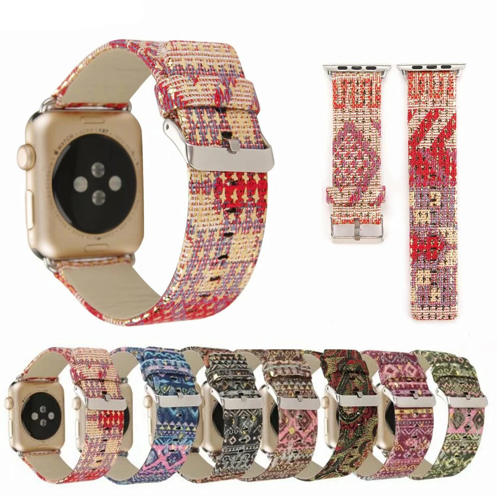 Кожаный ремешок для Apple Watch, ремешок для Apple watch 5, 4, 3, 2, 1, 44 мм, 40 мм, iwatch, ремешок 38 мм, 42 мм, браслет для часов с цветочным принтом