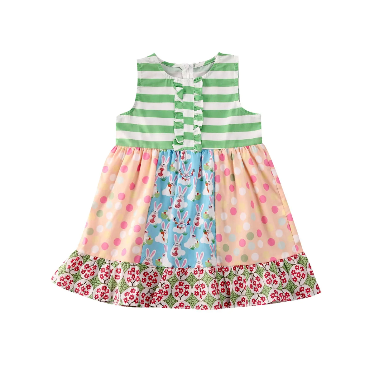 Пасхальный милый сарафан трапециевидной формы с мультяшным принтом для