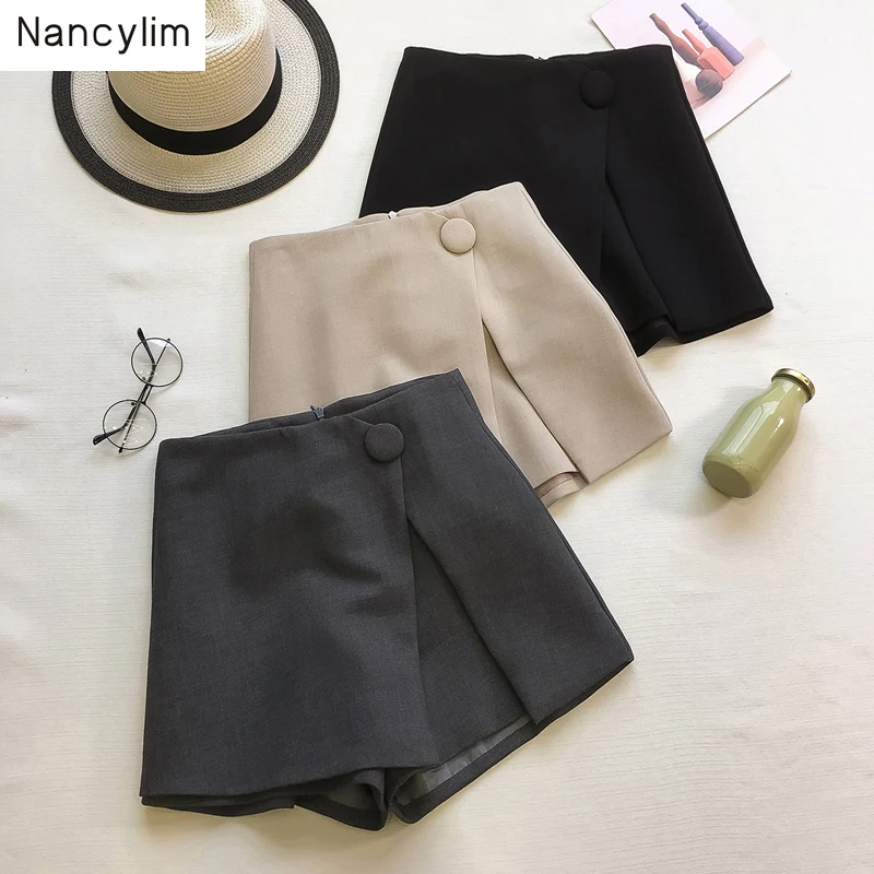 

2019 New Korean Irregular High Waist Hot Trousers Women Temperament Slim Wide Leg Fashion Joker Casual Female Shorts
