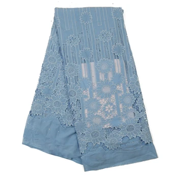 

NIAI High Quality African Guipure Cord Lace Fabric Embroidered Cotton Water Soluble Cord Laces With Stone For Party XY3396B-2