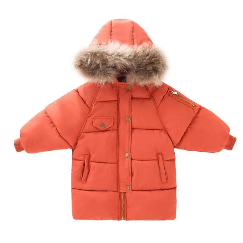 

DFXD Teenager Girls Winter Coats Korean Fashion Long Hooded Fur Collar Thicken Warm Kids Parka Outwear For 3-12Yrs Girls Clothes
