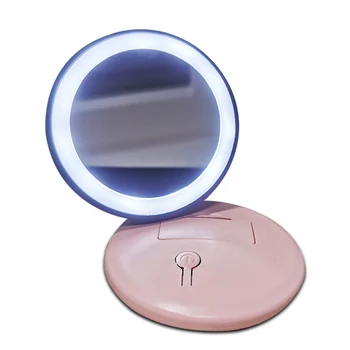 

Pocket Mirror Portable LED Makeup Mirror Mini Round Travel Home Mirrors Skin Care Tool NShopping