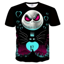 Новинка, Мужская футболка на Хэллоуин, с 3D принтом, короткий рукав, футболка "Кошмар перед Рождеством", Футболка с Джеком и Салли, Топы И Футболки