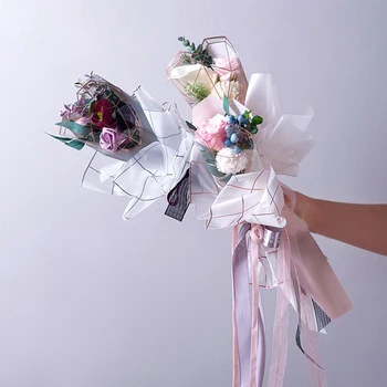 

20pcs Diamond Heart-shaped Bag for Packaging Single Flower Bouquet Box Valentine's Day Flotist Decotration Bags