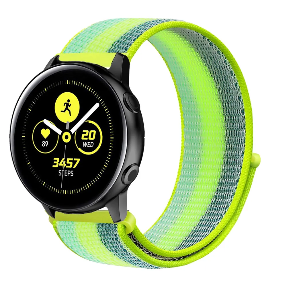 Переключатель, нейлоновый ремешок для наручных часов Xiaomi huami amazfit bip huawei часы GT 20/22 мм, ремешок для samsung Шестерни S3/S2 galaxy Watch active2 42 мм 46 мм - Цвет ремешка: pollen yellow