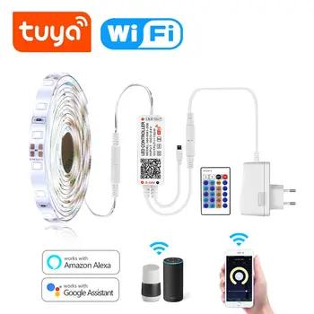 

Tuya WIFI LED Strip Wireless Voice Control LED Diode Lamp Tape Smart Home Led Strip Light luces tira Alexa Echo / Google Home