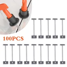 

100Pcs Reuseable Tile Leveler System With Wrench Steel Needles Leveling Device Wall Flat Floor Spacers Laying Construction Tool