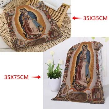 

New Arrival Guadalupe Towels Square rectangle Towels Printing Size 35x35cm 35x75cm Cotton Face Towel Fabric Custom logo