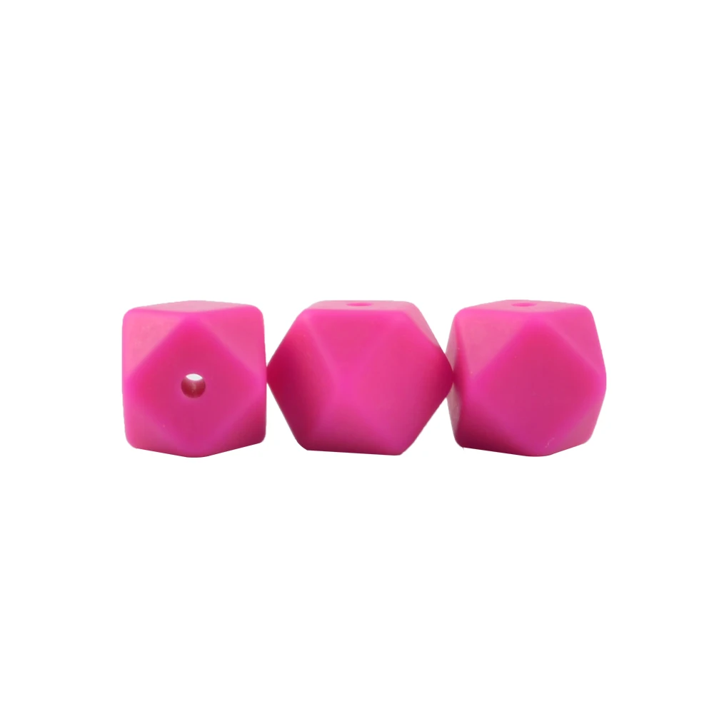 50 шт. 17 мм шестигранные силиконовые бусины зубной прорезыватель для малышей Прорезыватель зубов BPA бесплатно жевательные мягкие высококачественные бусины - Цвет: violet red