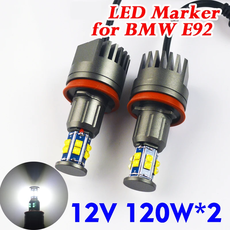 Hippcron 2*120W 240W H8 светодиодные маркеры Angel Eyes для светодиодных чипов CREE 4800LM белый 7000K