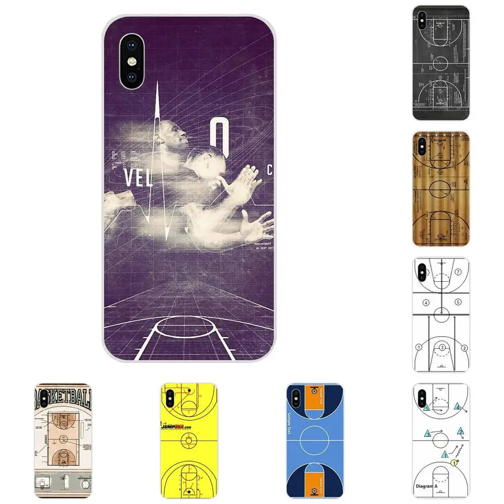 

For Xiaomi Redmi Mi 4 7A 9T K20 CC9 CC9e Note 7 9 Y3 SE Pro Prime Go Play TPU Fashion Cover Case Basketball Court Diagram
