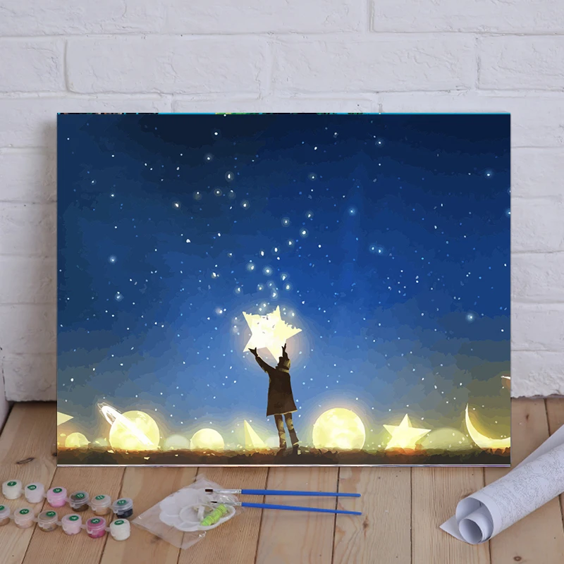 Paintings By Numbers Landscape Starry Sky DIY Painting Drawing On Canvas Living Room Home Decora Art Pictures coloring By Number
