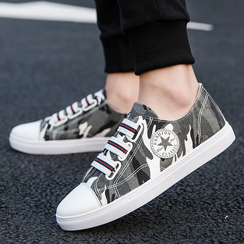 

2019 Spring Summer Online Celebrity Camouflage Trend Canvas Korean-style Sneakers Shoes Trendy Shoes Men's STUDENT'S Shoes Canva