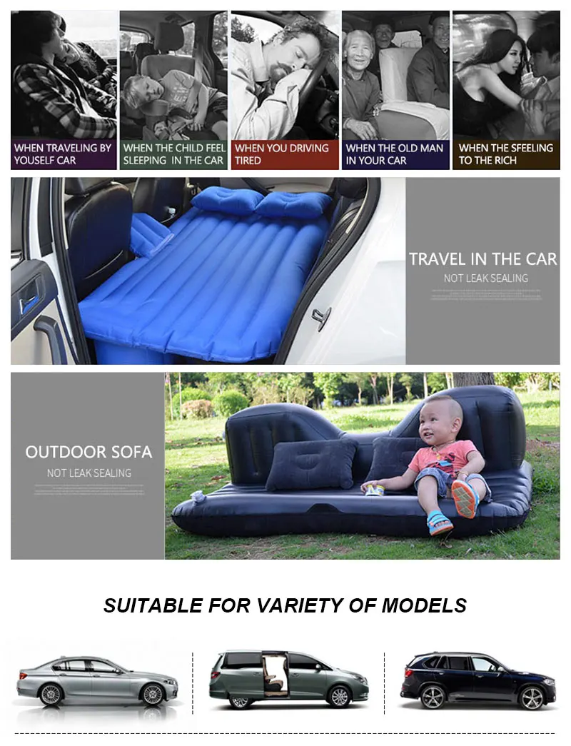 Car Seat Cover Back Set Air Inflatable Bed Universal Auto Mattress Outdoor Travel Soft Bedding Cover Air Pump Pillow Accessories (5)