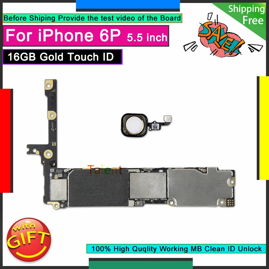 Для IPhone 6 P Plus материнская плата 16GB Gold Touch ID разблокированная разборная Хорошая