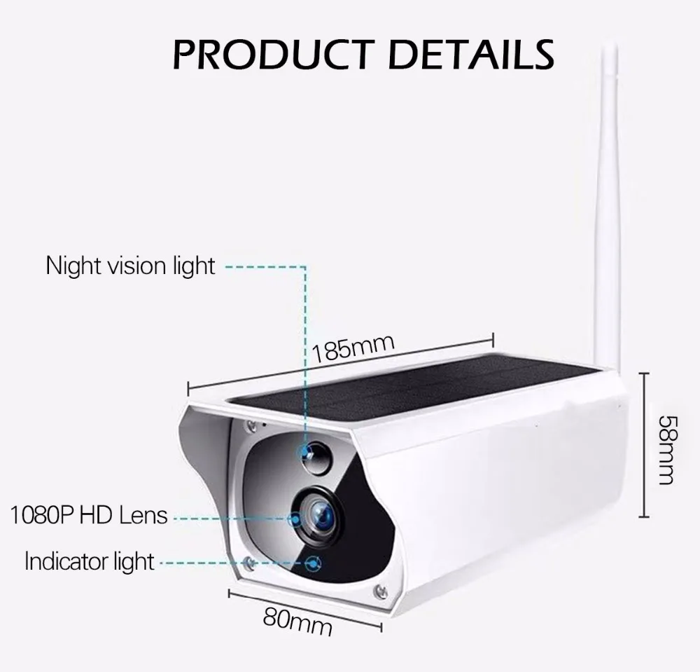 771Camera Solar HD CCTV Security Surveillance IP Camera WI-FI Wireless Outdoor IP67 Waterproof Powered Cloud IR P2P Outside Camera
