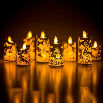 

New Halloween Flameless Candle LED Tea Lights Lamp Battery Operated Table Lantern for Indoor Festive Home Decoration Lighting