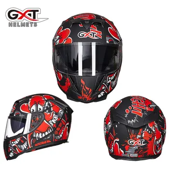 

2019 New GXT Double lens Motorcycle Helmet G358 Full Face Motorbike Helmets made of ABS PC Visor Lens Knight safety protection