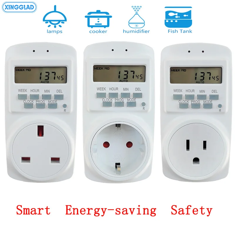 

Smart EU UK US Plug AC Adjustable Weekly Digital Timer Socket Power Program Switch Plug Adapter for household Certification CE