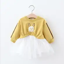 Платье для маленьких девочек г. Весенние праздничные платья-пачки из тюля с вышивкой кролика и длинными рукавами для маленьких девочек детское платье для девочек, детская одежда