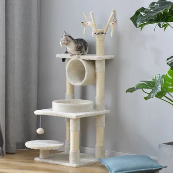 

fast delivery cat tree house plush condo scratching posts for cat kitten climbing tree toy activity protect furniture cat towers