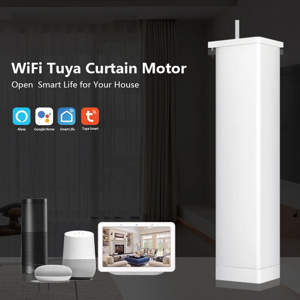 

WIFI Electric Curtain Motor, Tuya/smart life home app remote control/voice control compatible via alexa echo and Google home
