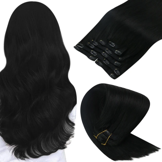 VeSunny Clip in Hair Extension Human Hair Ombre Blonde Remy Seamless Hair Extension Human Hair Brown Balayage Natural Human Hair 1