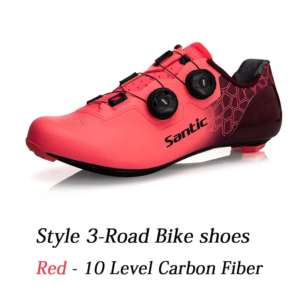 Style 3-Red Новая обувь SANTIC, 5 стилей, Мужская велосипедная обувь, профессиональная, MTB, Шоссейная, велосипедная, самоблокирующаяся обувь, подошва из углеродного волокна, Ультралегкая, дышащая, Экипировка для мужчин - Цвет: Style 3-Red