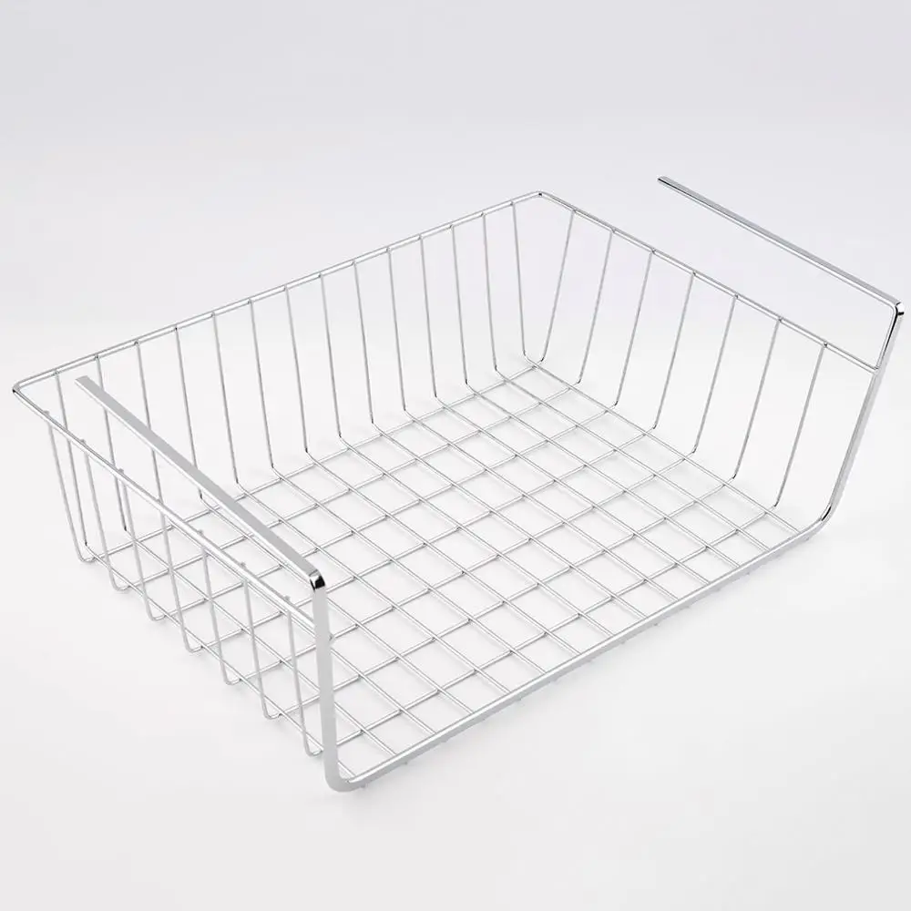 1 pcs Polyester Spandex Lightweight And Durable Design Suoerior Kitchen Under Shelf Storage Basket Metal Organiser Rack - Цвет: silver