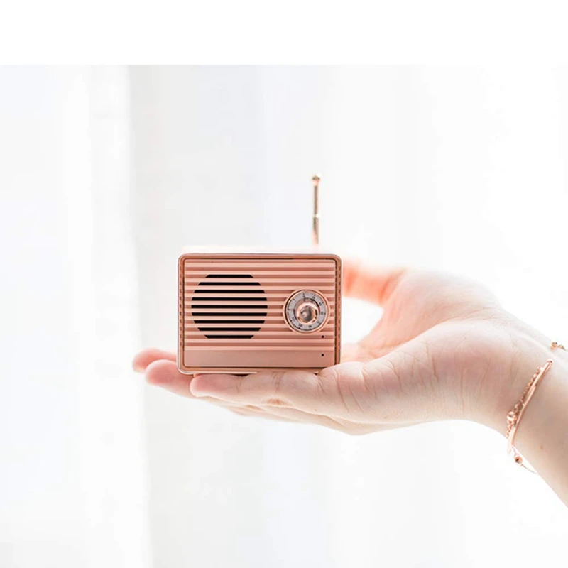 Ретро Bluetooth динамик Винтаж Мини милый Bluetooth динамик Ностальгический тяжелый бас 3D стерео объемный Hifi звуковые эффекты(розовый