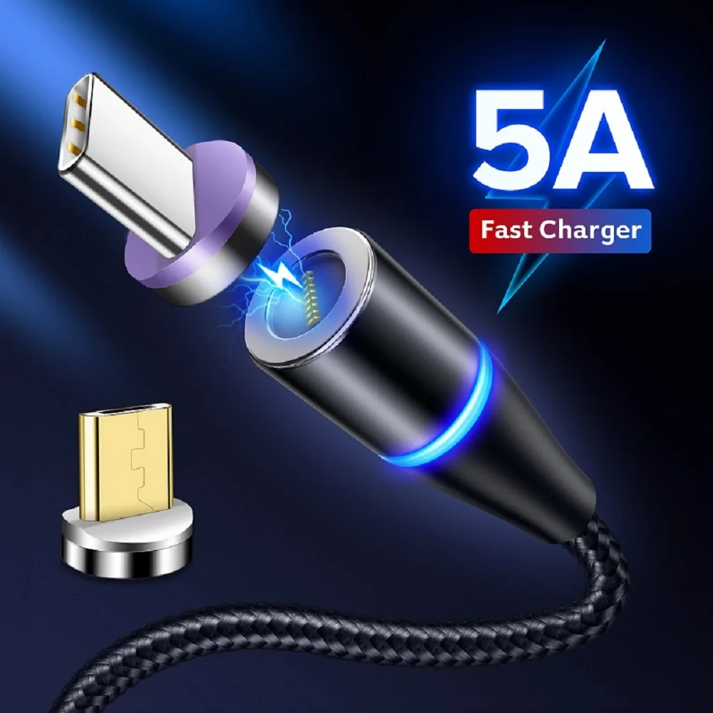 Магнитный кабель GETIHU 5A для быстрой зарядки с разъемом USB Type C мобильного телефона