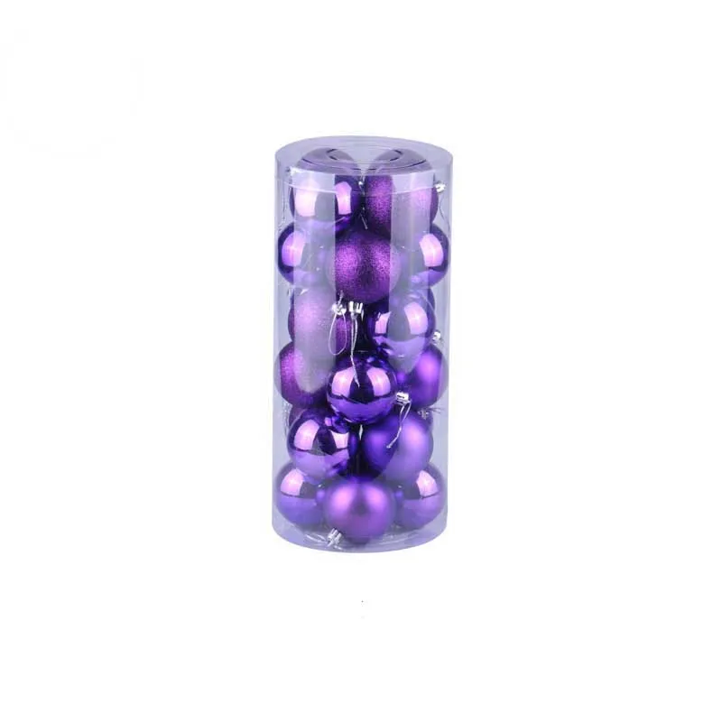 PurPle 24 шт. в форме рождественского шара Набор рождественских декораций шар украшение рождественской елки подвеска с покрытием шар семейные вечерние украшения - Цвет: PurPle