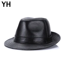 Новая мужская Шляпа Fedora из натуральной овечьей кожи, зимняя мужская шапка из натуральной овечьей кожи, верхняя шляпа из натуральной кожи, ковбойские шапки