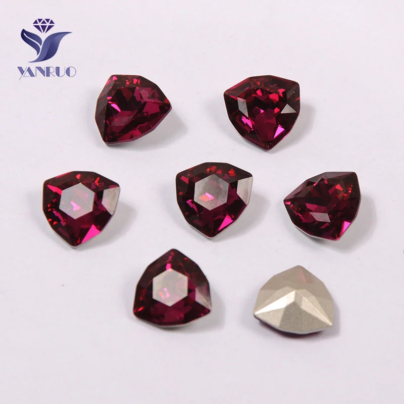 Fuchsia Yanruo 4706 треугольный заостренный горный хрусталь стекло кристалл аппликация камни для одежды украшение обувь со стразами - Цвет: Fuchsia
