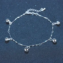 Горячее предложение, маленький колокольчик, браслет на ногу, серебро 925 пробы, для женщин, девушек, влюбленных, босиком, ножной браслет, модная цепочка на ногу, ювелирное изделие, подарок