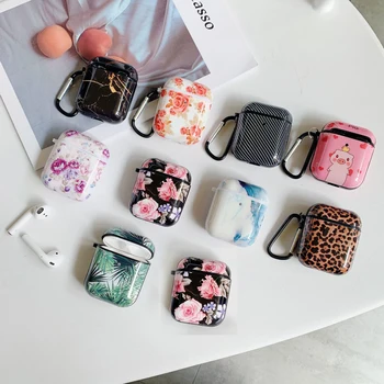 

For AirPods 1/2 Case luxury Leopard print/ rose flower Leaves /cute cartoon Cover For Air pods case silicon Earphone Case fundas