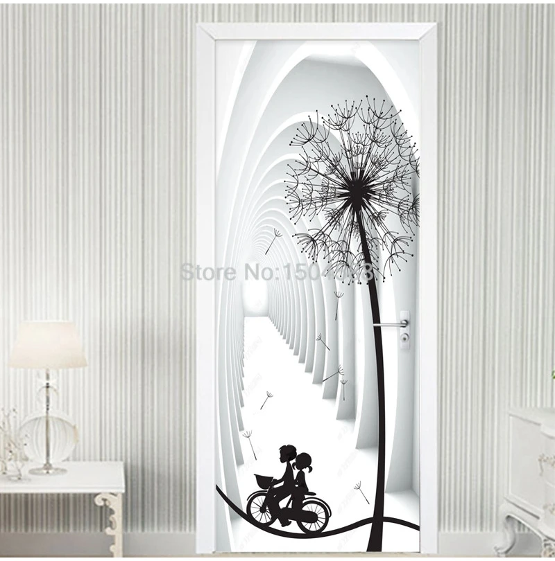 Modern 3D Stereo Space Dandelion Wallpaper Living Room Bedroom Home Decor Door Sticker Creative DIY Poster PVC Waterproof Decals