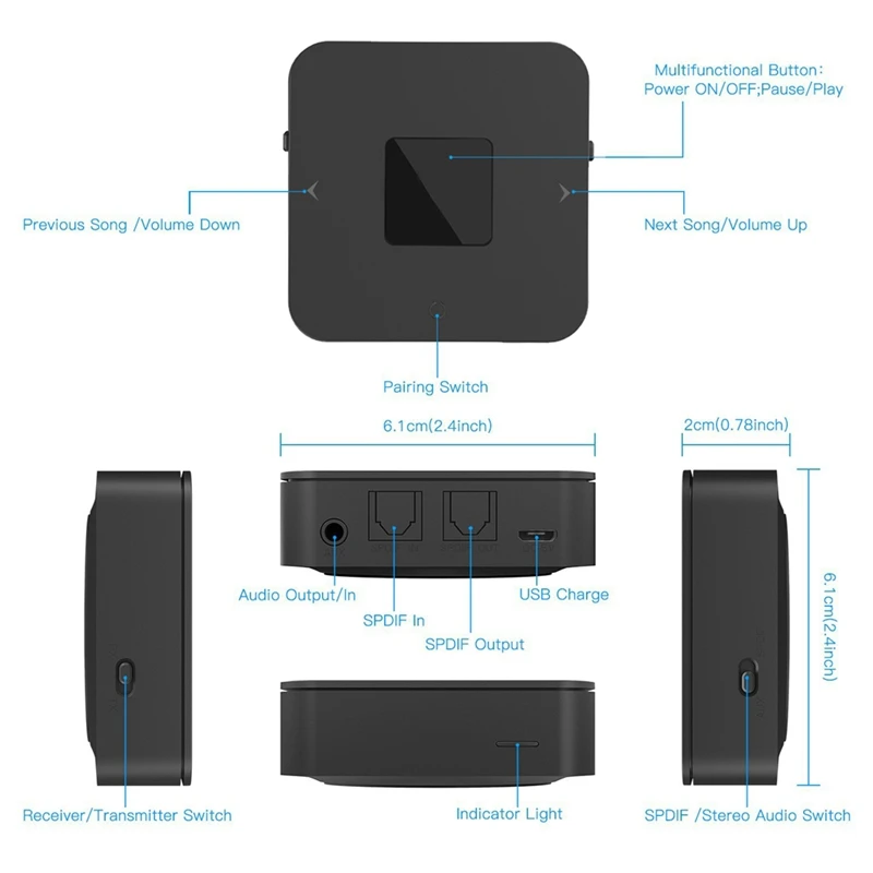 Портативный Bluetooth 5,0 CSR8670 Aptx низкая задержка 3,5 мм RCA SPDIF оптический приемник и передатчик беспроводной аудио Музыка ТВ адаптер