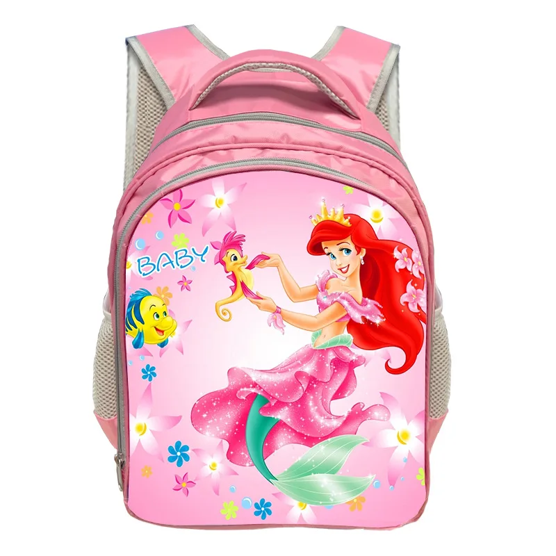 Disney-mochila de dibujos animados de cuento de hadas para niñas, morral escolar de dibujos animados de La Sirenita, Ariel