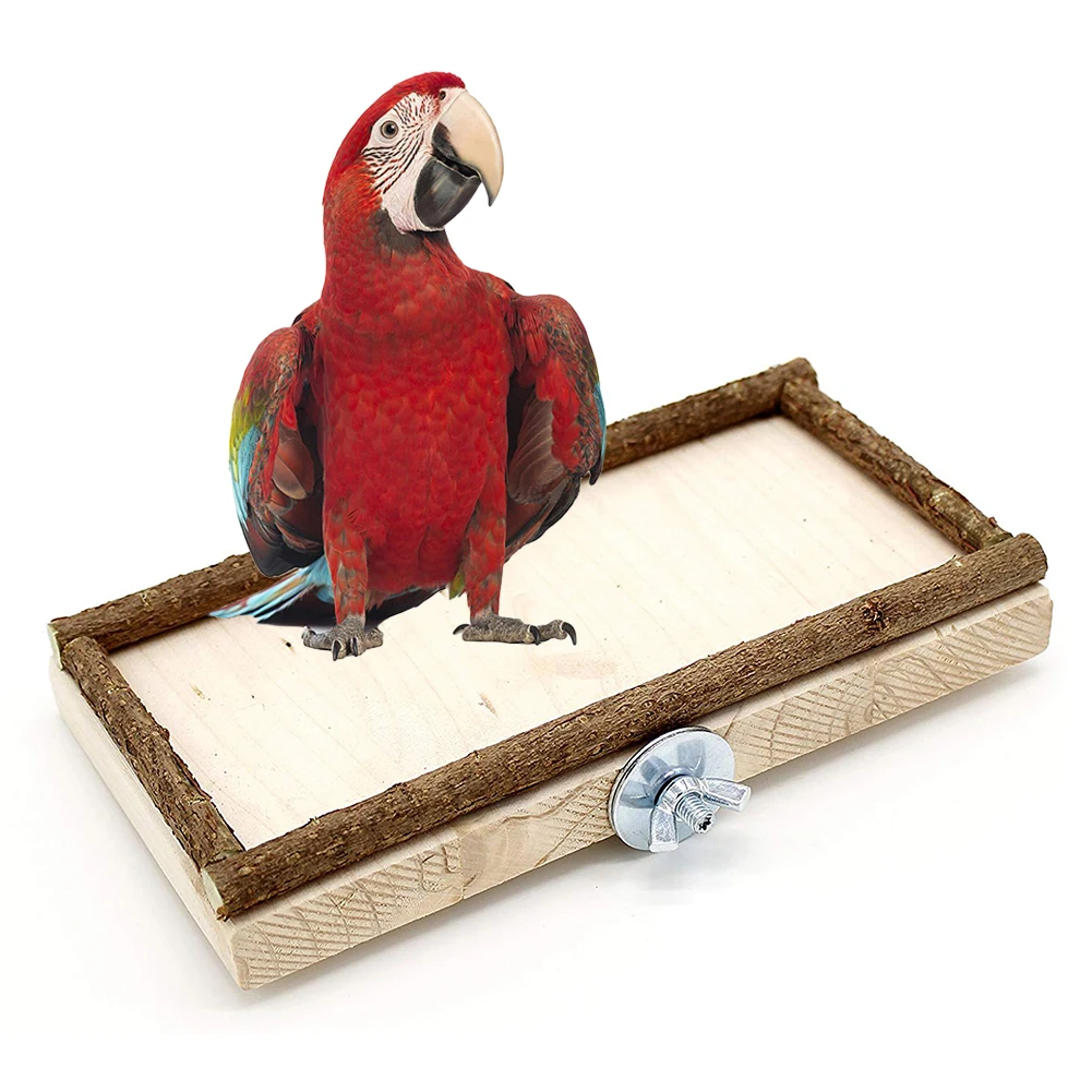 Pet Bird Parrot Wooden Standing Platform Perch Board Cage Harmless Hanging Molar Chew Toy Pet Supplies Easy To Install