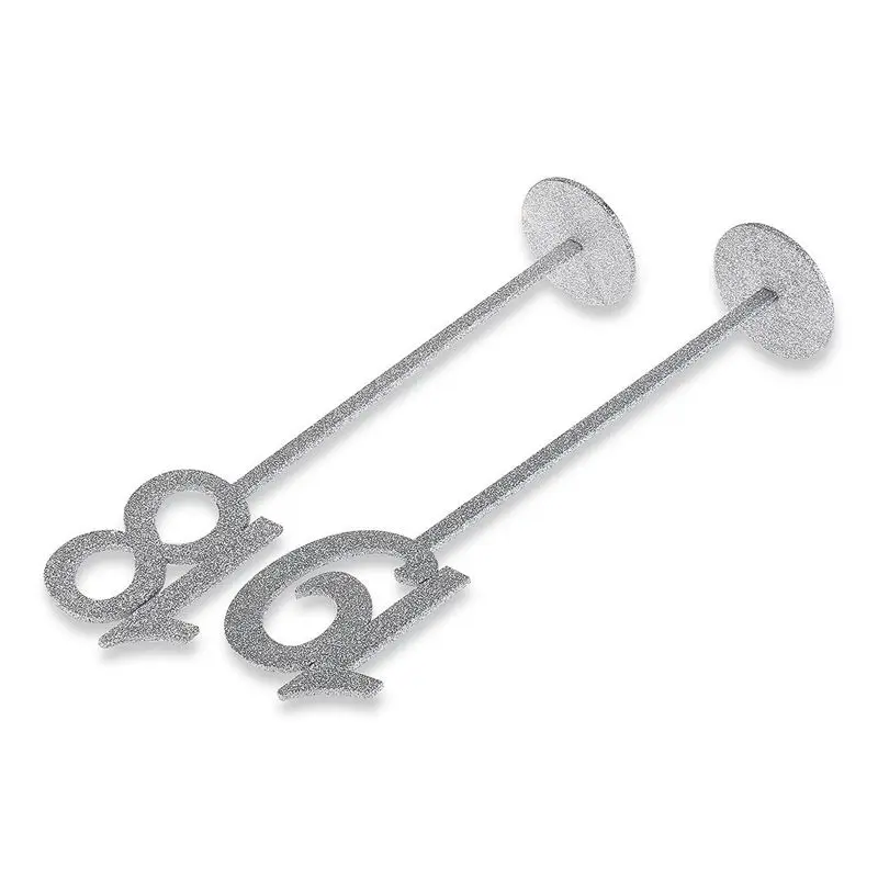 Wedding Table Numbers Holders Thicken Wood with Glitter, Silver
