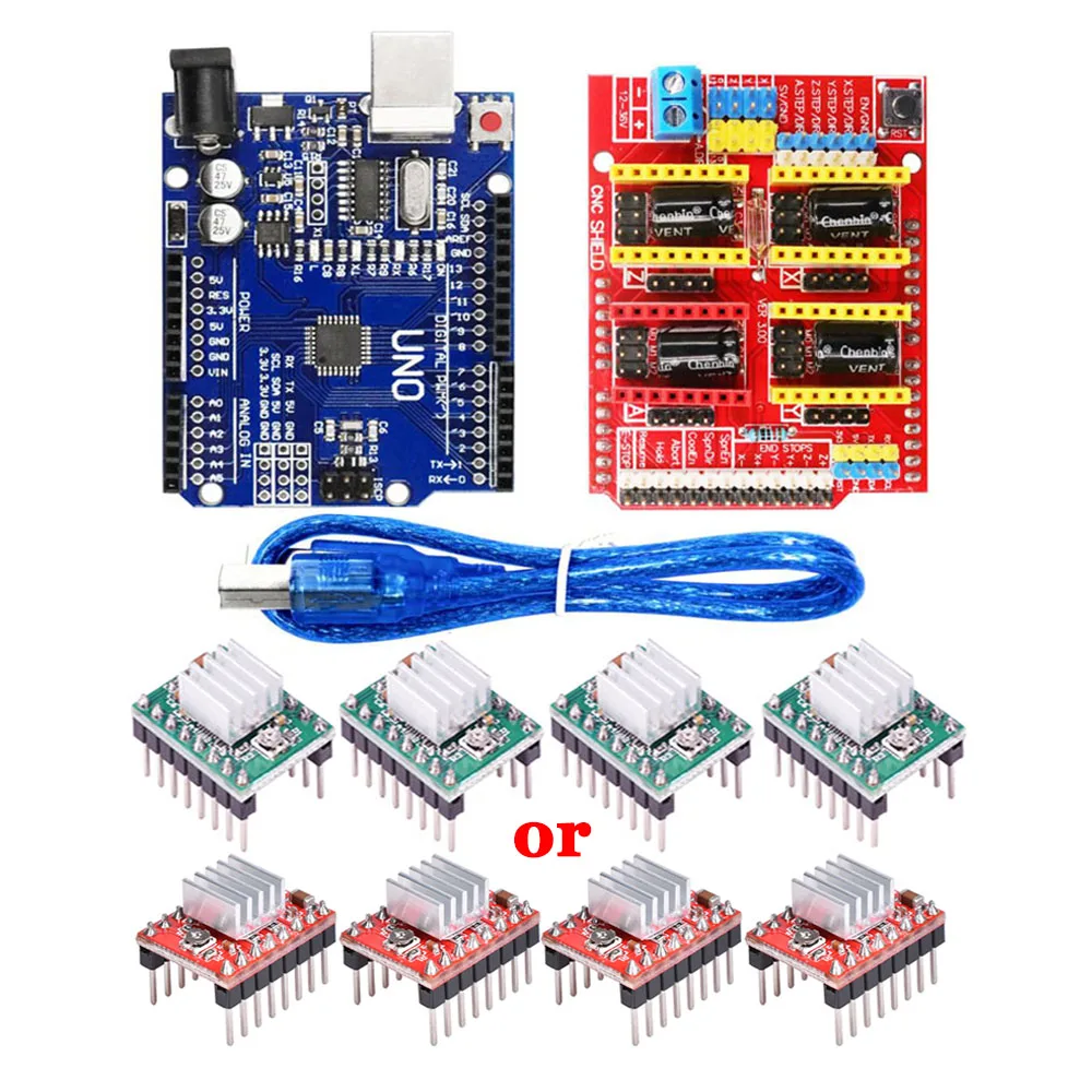 Плата расширения щит ЧПУ V3.0 + плата UNO R3 с usb для Arduino 4 шт. Драйвер шагового