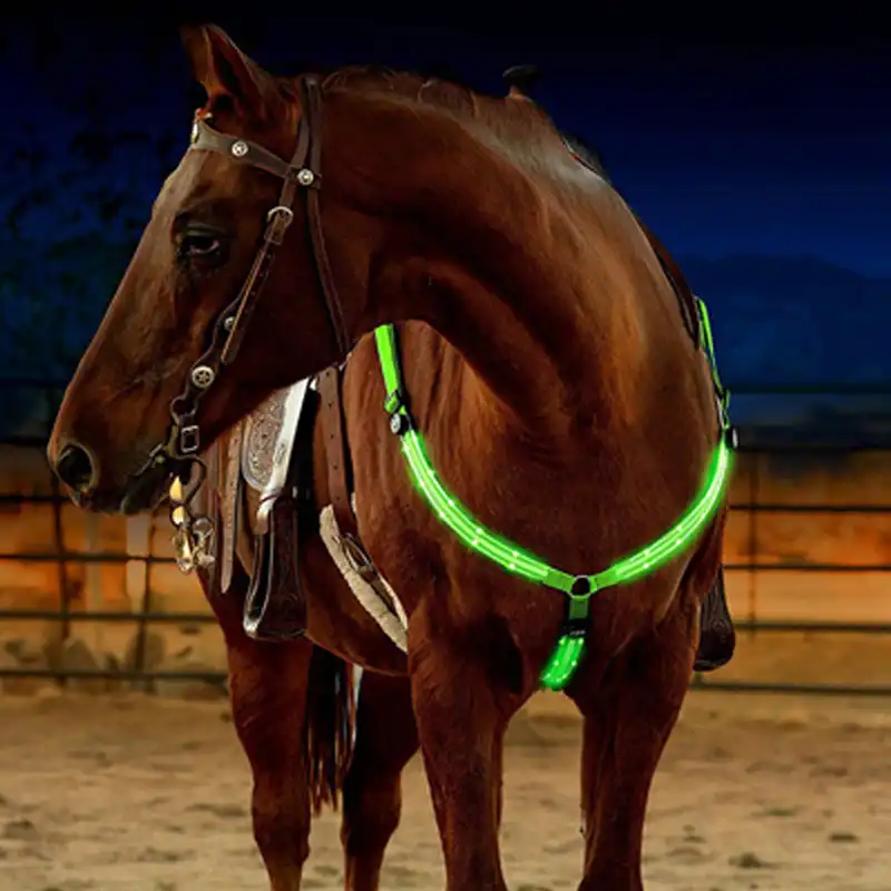 Mify Flashing Horse Breastplates Collars,LED Horse Breastplate Collar High Visibility Tack For Horseback Riding Adjustable Safety Riding Protective Gear