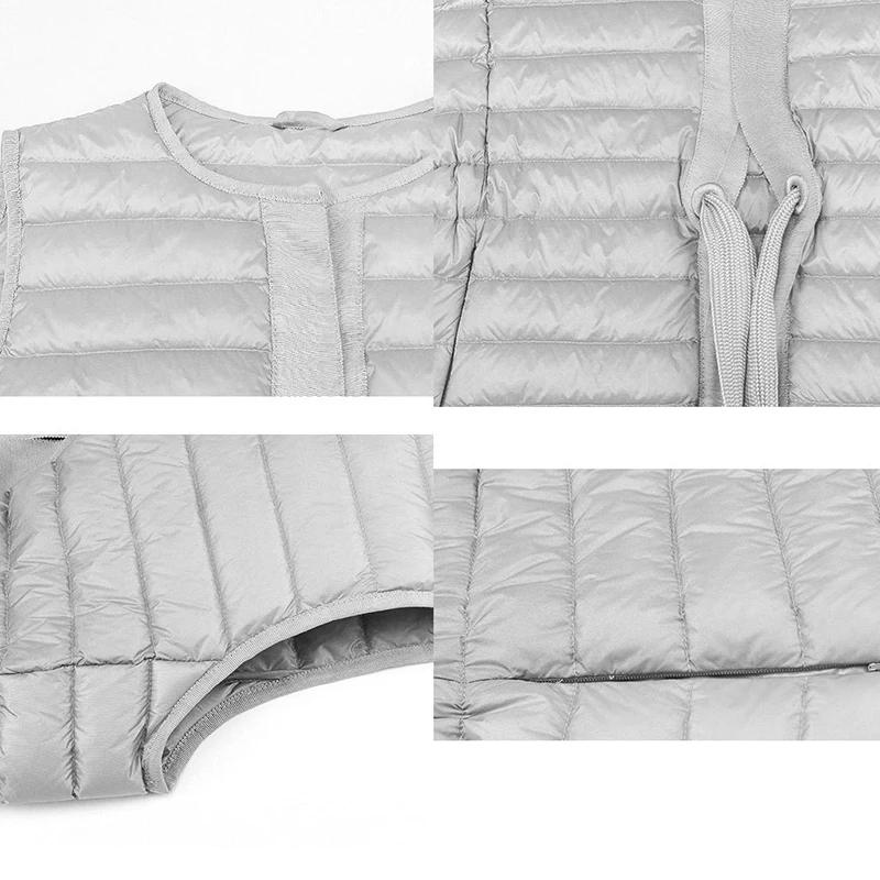 ZYFPGS Sleeveless Coat for Women New Warm Belt Design Women's Ultra Light Duck Down Vest Winter Down Vest Grey Jacket