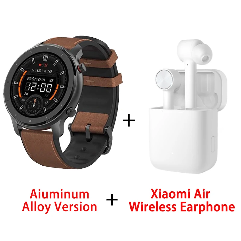 [Глобальная версия] Huami Amazfit GTR 47 мм 42 мм gps Смарт часы мужские 5ATM водонепроницаемые Смарт часы 24 дня батарея - Цвет: A add Air earphone