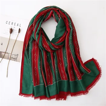 

Women Tassel Scarf Cotton 90*180cm Large Long Shawl and Wraps Versatile Gift Stripe Print Fringe Boho Shawl