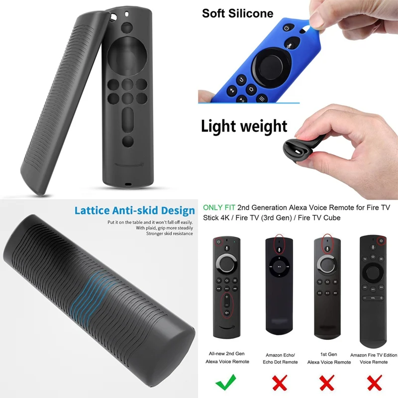 Protective Case 5.9 Inch Cover Silicone Sleeve Shockproof Anti-Slip Replacement for Fire TV Stick 4K Remote Control