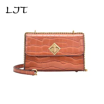 

LJT Women Luxury Handbag Retro Fashion Crocodile Pattern Small Box Bag Female Lock Chain Shoulder Messenger Bag torebki damskie
