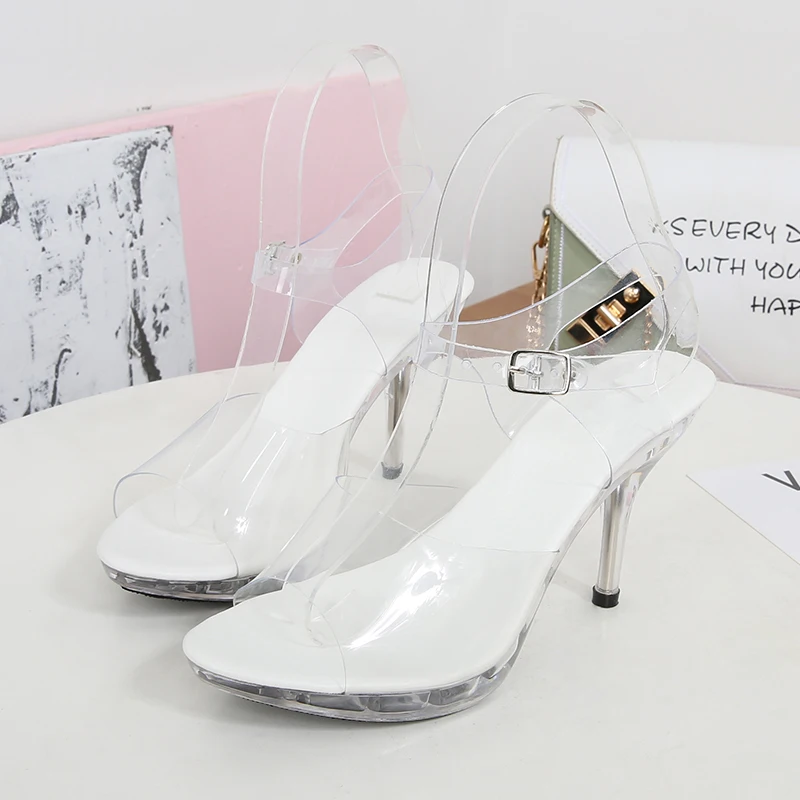 Transparent Crystal High-heeled Female Sandals Professional Shoes Women Non-slip Bottom Fashion Sexy Ladies Fish Mouth Slippers platform high heels sandals women high heels women slippers