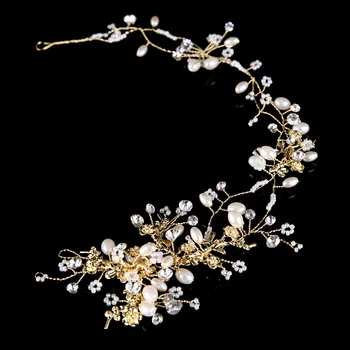 

NPASON 2020 hair with European and American hot hand crystal hair with Bridal Wedding Pearl headdress accessories